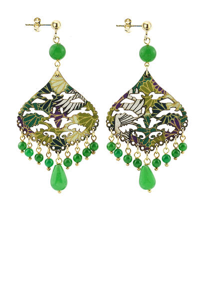 Orecchini Chandelier Goccia Verde - Lebole Maison